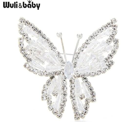 Wuli&baby Cute Cubic Zircon Butterfly Brooches For Women Classic Insect Weddings Office Collar Pins Gifts