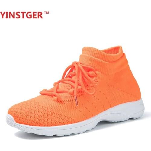 YINSTGER Womens Shoes 2020 Casual Summer Sport Orange Sneakers lady Fashion style breathable running shoes