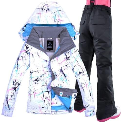 Women Ski Suit Winter Clothing Waterproof Windproof Skiing Snow Jacket Pants Outdoor Sport Wear Female Super Warm Suit Set