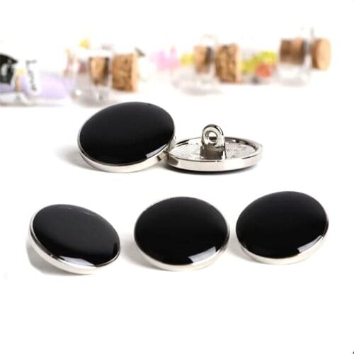 10 PCs Metal Sewing Buttons Scrapbooking Round Silver bottom Black Oil Single Hole Costura Botones Decorate bottoni botoes
