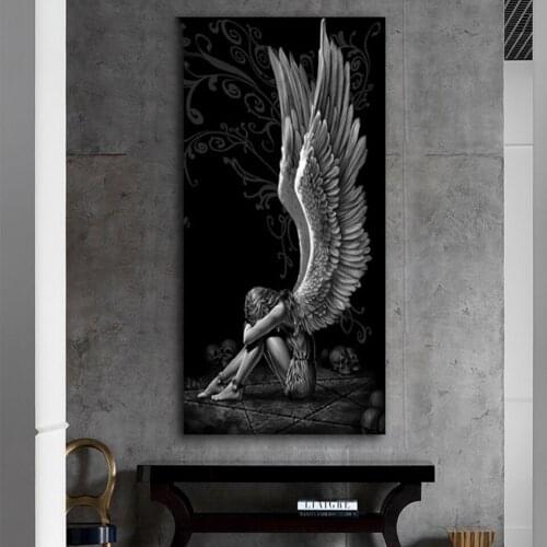 Diamond painting Black white Wing Angel,cross stitch 3d,diamond embroidery Anniversary Valentines Day Gift,mosaic crafts ,I4