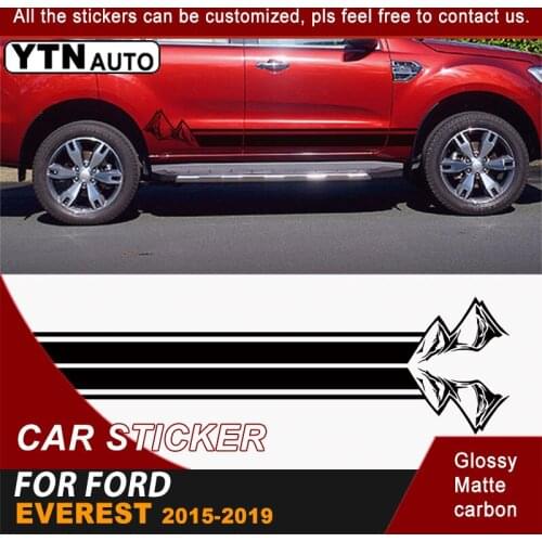 Side Body Mountain Racing Stripe Graphic Vinyl Cool Car Stickers For Ford Everest 2015 2016 2017 2018 2019 Exterior Car Decals