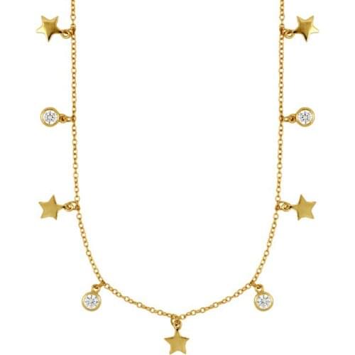 CANNER Star Unique Diamond 925 Sterling Silver Necklace For Women 2020 Gold 18k Jewelry Chain Choker Necklace Bijoux Collar