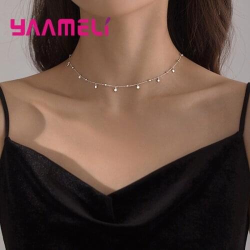 Boho Choker Necklace 925 Sterling Silver Round Disk Tags Charms Women Femme Collar Jewelry Holidays Party Ornaments