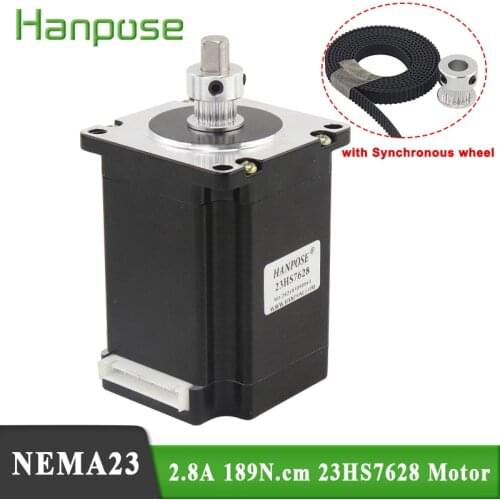 CNC 57 motor Best sellers 2 phase 4-Leads 189N.cm 76mm 23HS7628 2GT Synchronous wheel For 3D Printer Nema23 Stepper Motor