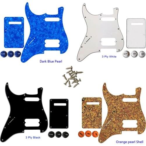 Guitar Parts - For US Left Handed 11 Screw Hole Standard Strat HS Player Humbucker Guitar Pickguard & Back Plate & Control Knob