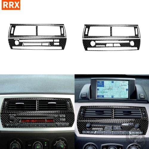 For BMW Z4 E85 2003-2008 Black Color Carbon Fiber Stickers Center Radio Panel Air Outlet Vent FrameInteriors Car Accessories