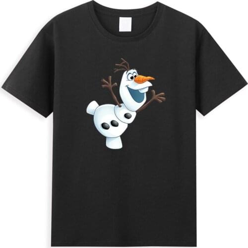 Frozen Olaf Printed T-Shirts Casual Cartoon Disney Manga T Shirt Harajuku Summer Cotton Men T Shirts Hip Hop Street Trend Tops