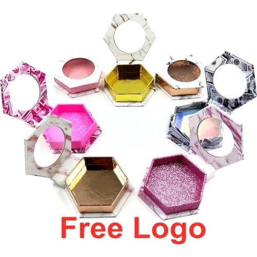 Lash Boxes Packaging Hexagonal marble fashion Wholesale New Empty Eyelash Packaging Box Lashes Case Eyelashes Package makeup