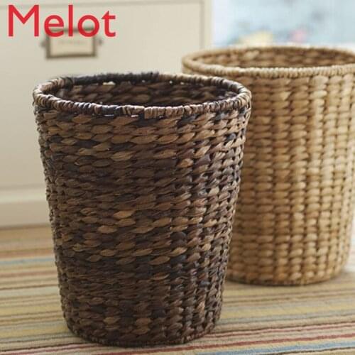 Jumei Handmade Trash Can Rattan Straw Trash Can Natural Trash Can Flower Bucket Designer Quality
