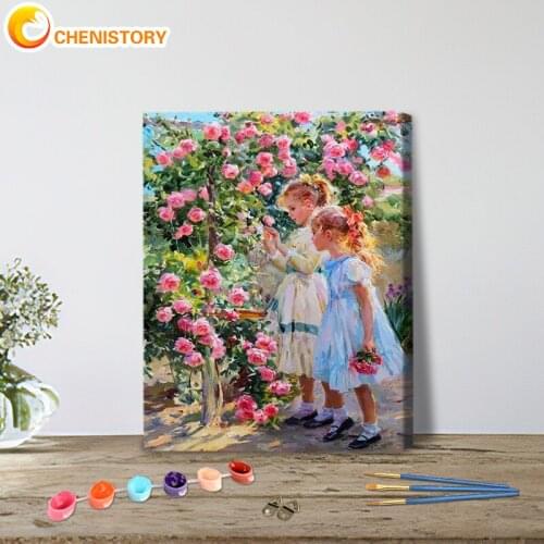 CHENISTORY Pictures Girl Handpainted For Children Adult On Canvas Home Decoration Oil Painting By Numbers Garden DIY Gift 40x50c