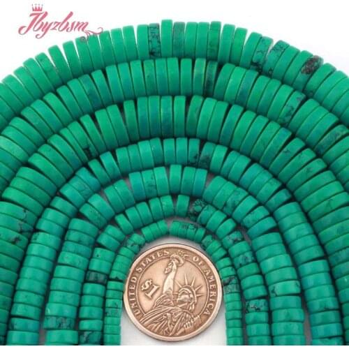 2x6,2x8,3x10,3x12mm Heishi Rondelle Blue Turquoises Stone Spacer Loose Beads For DIY Women Necklace Bracelets Jewelry Making 15"