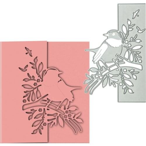 Envelope Cover Metal Cutting Dies For Scrapbooking Bird On Branch Pattern Cutter Mold DIY Clipart Invitation Card Edge