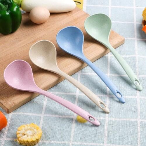 Kitchen Supplies Wheat Straw Meal Dinner Scoop Ladle Soup Spoon Long Handle Tableware Dinnerware