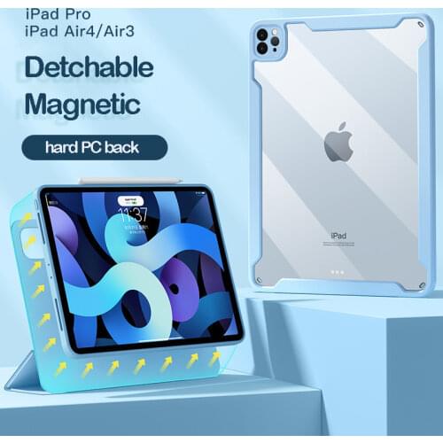 Magnetic Case for iPad Air 4 2020 pro 11 Transparent Cover Detachable Back Case for iPad Pro 12.9 2018 2020 pen slot Case Capa