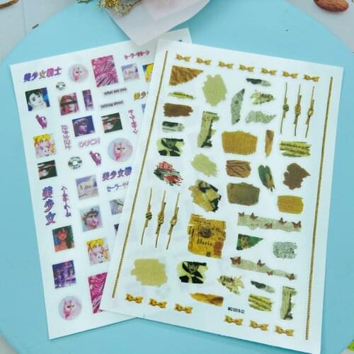 Fashion New Arrival Hot Selling Nail Stickers New Designs of Old Newspapers Back Glue Adhesive Thin Dry Nail Decals Manicure