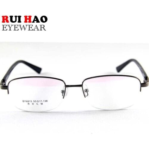 Grey Half Rimless Eyeglasses Frame Men Big Optical Glasses Frame Eyewear Prescription Spectacles 6015