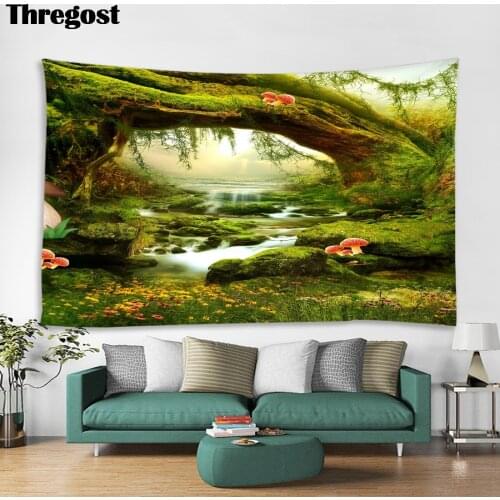 Thregost Scenic Print Wall Tapestries Rectangle Polyester Wall Tapestry Art Modern Table Cloths Woven Wall Hanging for Room