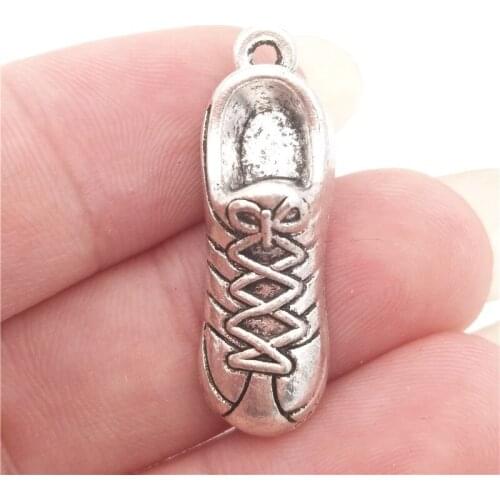 BULK 30 Eco-friendly Alloy Tibetan Silver Plated 3D Sports Running Shoe Charms Pendants 29*10mm 3.2g