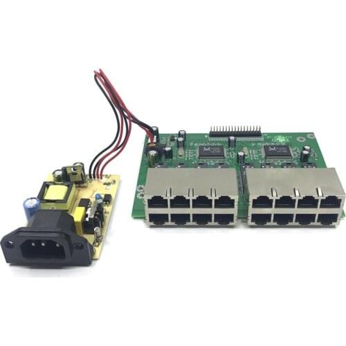 OEM 10 / 100mbps RJ45 16 Port Fast Ethernet Switch module Lan Hub US EU Plug 5v Adapter Power Supply Network Switch motherboard