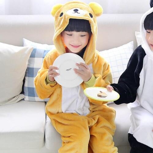 Kigurumi Pajamas Rilakkuma Bear For Children Baby Girls Pyjamas Boy Sleepwear Animal Anime Onesie Kids Costume Jumpsuit