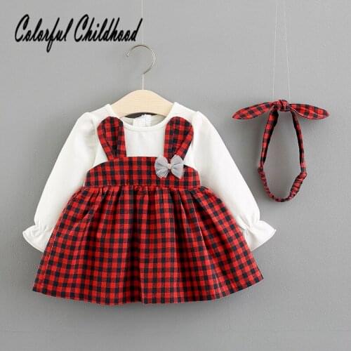 Girls dress spring autumn cartoon bunny ear design grid Dress baby princess Party Dress bebe vestidos childrens clothing 1-3t