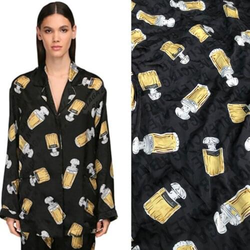 Perfume Printed Polyester Brand Fabric Cloth Stretch Satin Sewing Drape Shirt Women Pants DIY Childrens Fabric For Dress