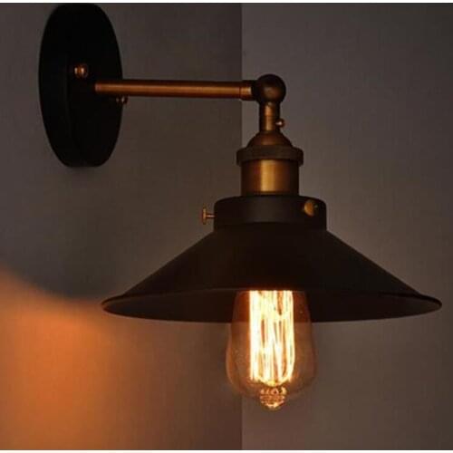 Industrial Wall Lamps Simple Style Wall Lights Black Metal Creative Umbrella Vintage Luminaire Bedside Lamp Accessories E27