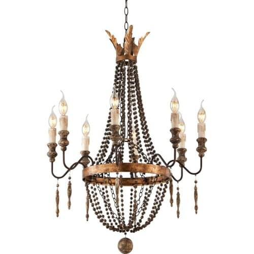 Replica item America style Delacroix Candle Chandelier Light 8 Lights French Bronze wood bead free shipping