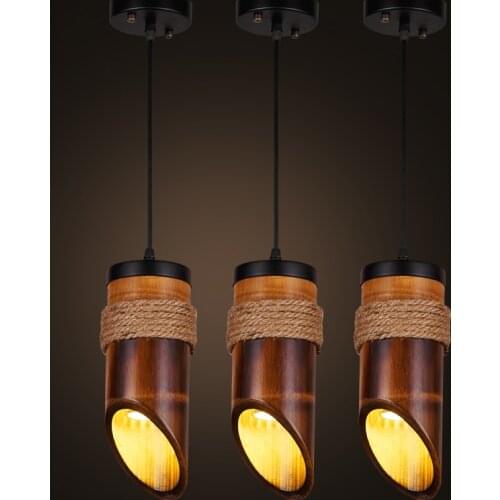 Retro loft pendant light restaurant corridors Chinese Antique bamboo rope art hanging lamp pub store cafe lamps WJ507