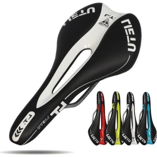 Lietu Bicycle Saddle Ergonomic MTB Road Bike Perforated Seat Foam Cushioned PU Leather Texture Steel Rail Bicycle Accessories