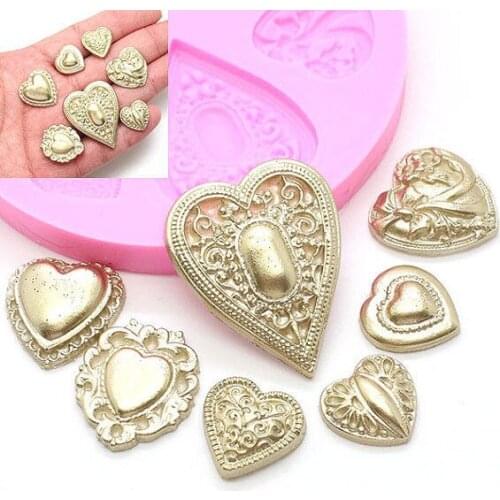 Heart Brooch Silicone Mold Fondant Cake Cooking Tools Cupcake Chocolate Moulds