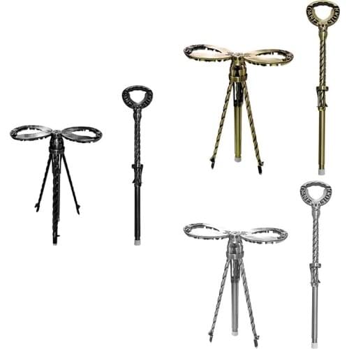 Foldable Trekking Pole Triangle Bracket Mountaineering Stool Multifunctional Metal Stick
