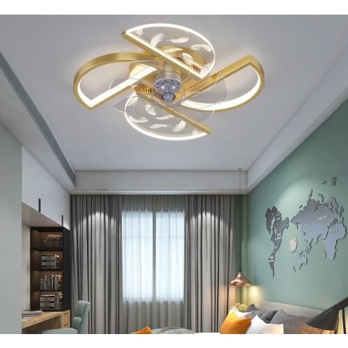 Modern Decorative Led Ceiling Lamp Fashion Chandelier Fan Bedroom Ceiling Fan with Led Light and Control Ceiling Fans with Light