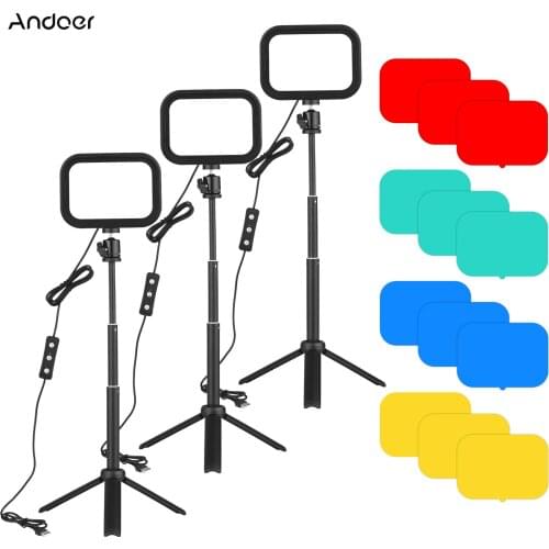 LED Video Light Photo Studio 5600K USB Lamp+Desktop mini Tripod+ Flexible Metal Ballhead+Color Filters Photography Accessories