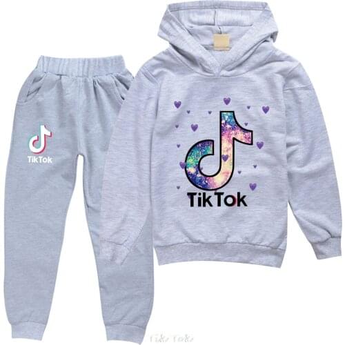 Spring Autumn Cartoon Tik Tok Sweatshirt+Pants 2 PCS Set Baby Girls Clothing Hoodies Tracksuit Suits