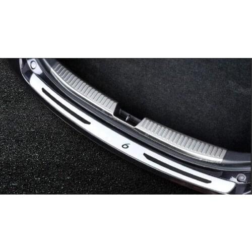 Higher star stainless steel 2pcs(external+internal)rear trunk protection decoration scuff plate For MAZDA6 2003-2011