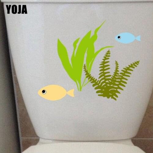 YOJA 24.8*19.4CM Seaweed And Fish Wall Sticker Kids BedRoom Home Decor Toilet Decal Pattern T3-0772