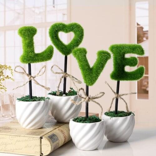 Green Artificial plants Bonsai fashion Small artificial flower fake bonsai trees LOVE wedding decorations flowers