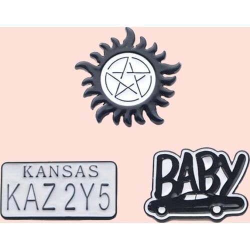 ZF285 Supernatural TV Series Metal Enamel Pins And Brooches For Women Men Lapel Pin Backpack Bags Badge Gifts