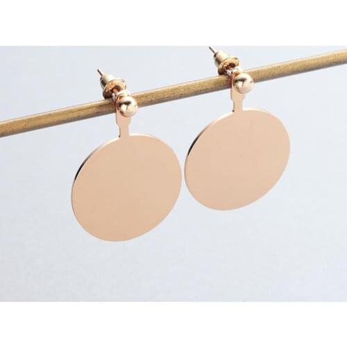 Chandler Stainless Steel Round Disc Stud Earring Double Sided Earring For Women Personality Geometric Nice Boucles D'oreilles