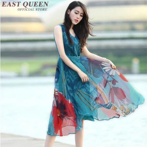 Woman summer beach dresses 2018 boho chic dresses female long summer sundresses ladies summer dress floral print KK172