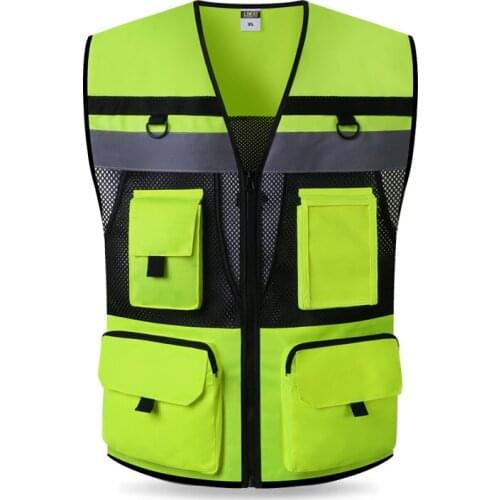 Safety Vest In Mens Tank Tops High Visibility Refective Safty Waistcoat Summer Vest LOGO PRINT
