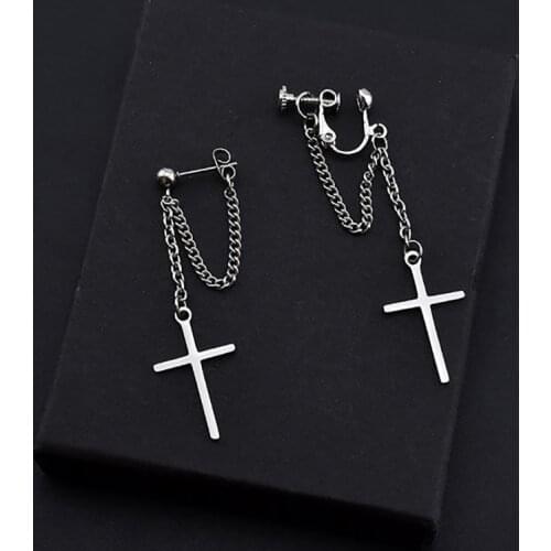 1pair 2021 New Fashion Unisex Stainless Steel Crosses Earrings for Women Gothic Rock Style Jewelry Gifts