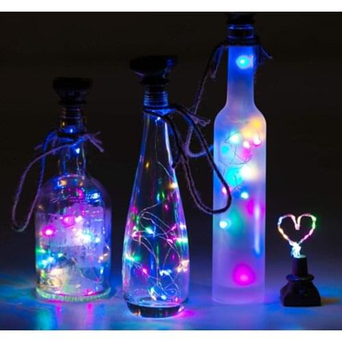 2M 20LEDs Solar Powered Wine Bottle Cork String Light LED Cork Shape Silver Copper Wire Colorful Fairy Mini String Lights