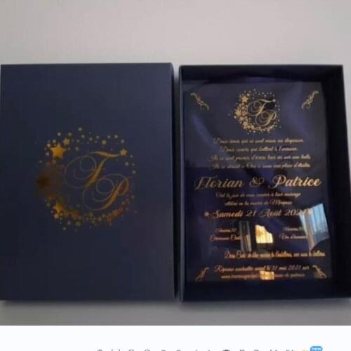 Screenprinting Shiny Gold 50pcs Transparent Acrylic Card With Printed Box Custom With Stain Fabric