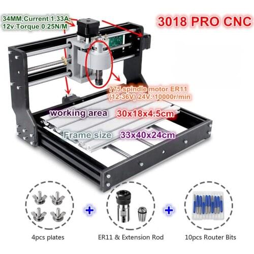 3 Axis DIY 3018 Pro CNC GRBL Control Mini Machine Pcb Pvc Laser Engraving Milling Machine Wood Router