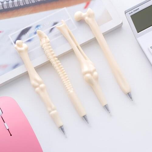 5pcs Novelty Bone Pen Ballpoint 0.7mm Boned Roller Ball Blue Color Ink Pens Kids Gift Stationery Office School Supplies A6082