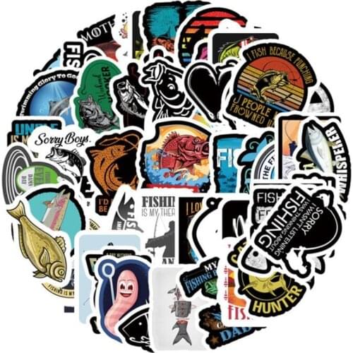 51/52PCS NEW Funny Fisherman Go Fishing stickers For laptop suitcase Freezer Vinyl Car-styling DIY decoration Decals Car Sticker