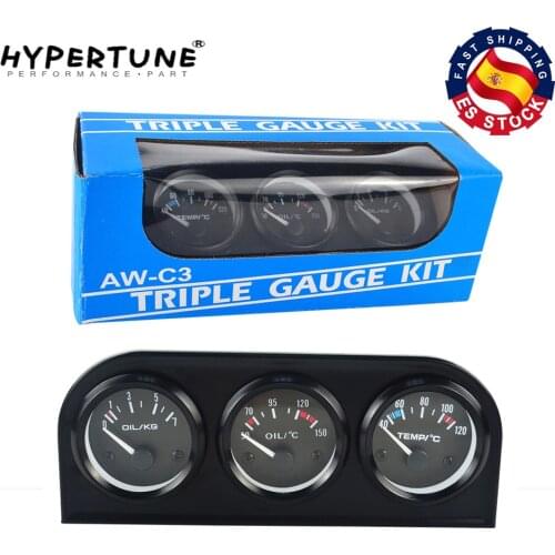 52mm Triple kit Oil Temp Gauge + Water Temp Gauge + Oil Pressure Gauge or Volt meter with Sensor 3in1 Car Meter HT-TAG01/02/03